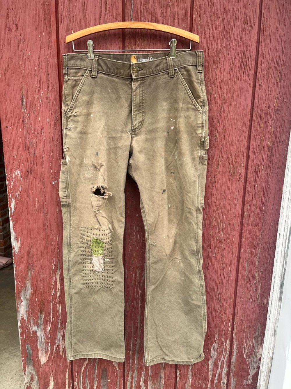 Carhartt Relaxed Fit Faded Olive Green Work Pants